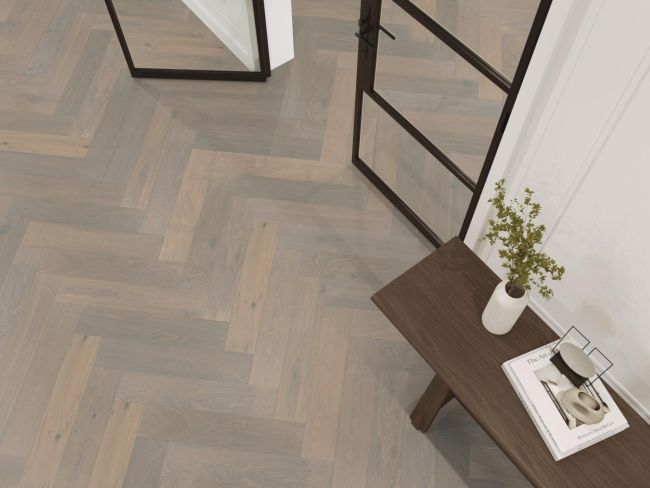 Beverly Hills visgraat rustiek dubbel gerookt wit 4104