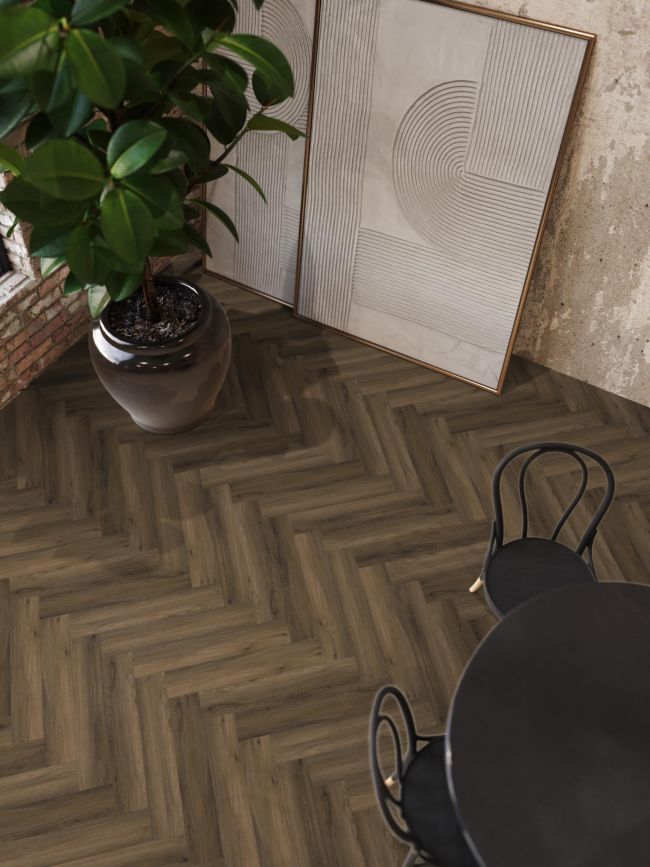 YUP herringbone click SRC warm brown