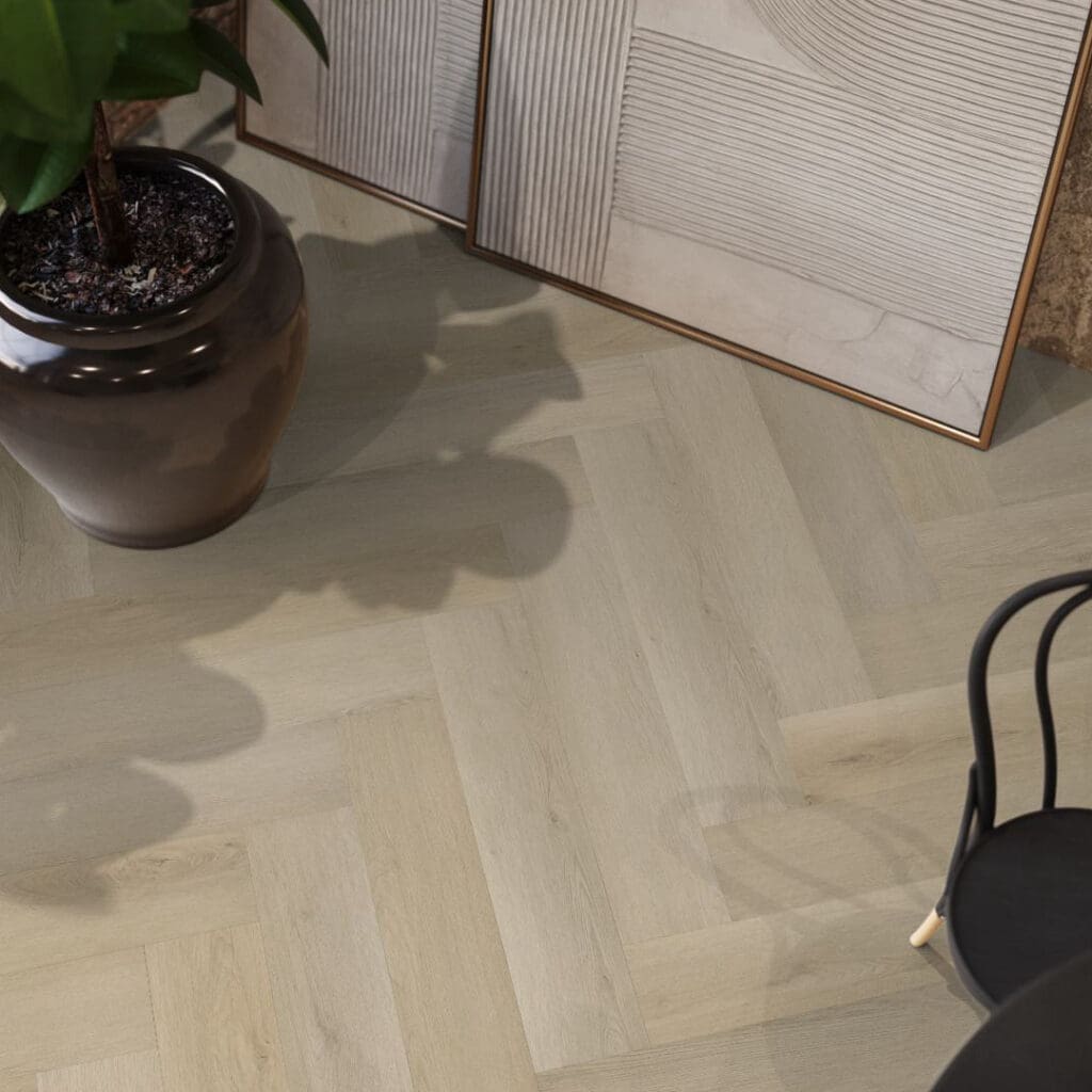 YUP Mayfair herringbone dryback light oak