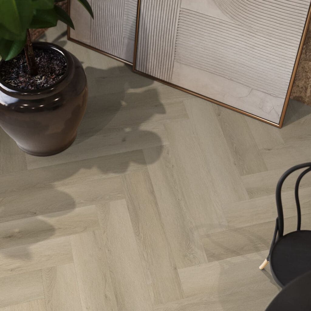 YUP Mayfair herringbone dryback warm oak
