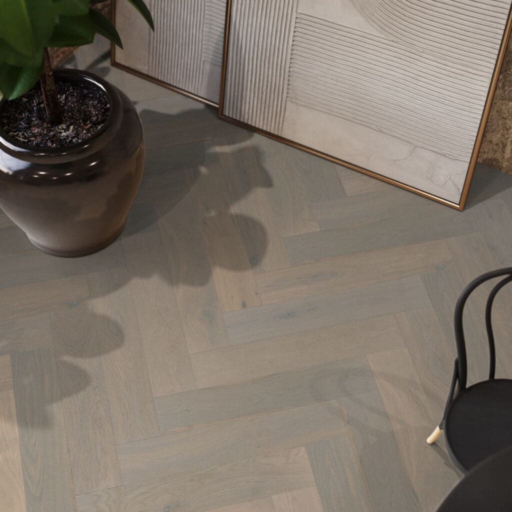 Beverly Hills visgraat rustiek dubbel gerookt wit 4104