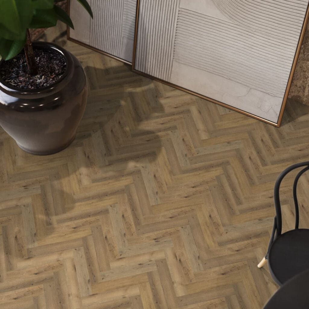 YUP Herringbone dryback dark oak