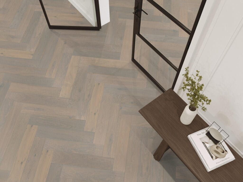 Beverly Hills visgraat rustiek dubbel gerookt wit 4104