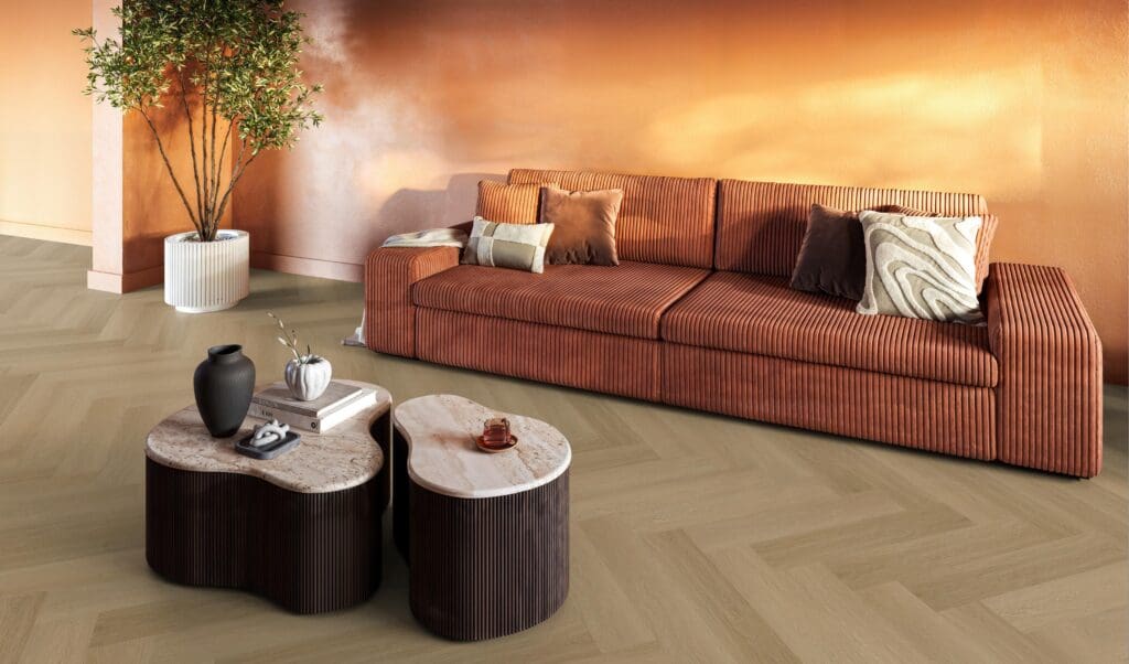 YUP Fulham herringbone dryback warm oak
